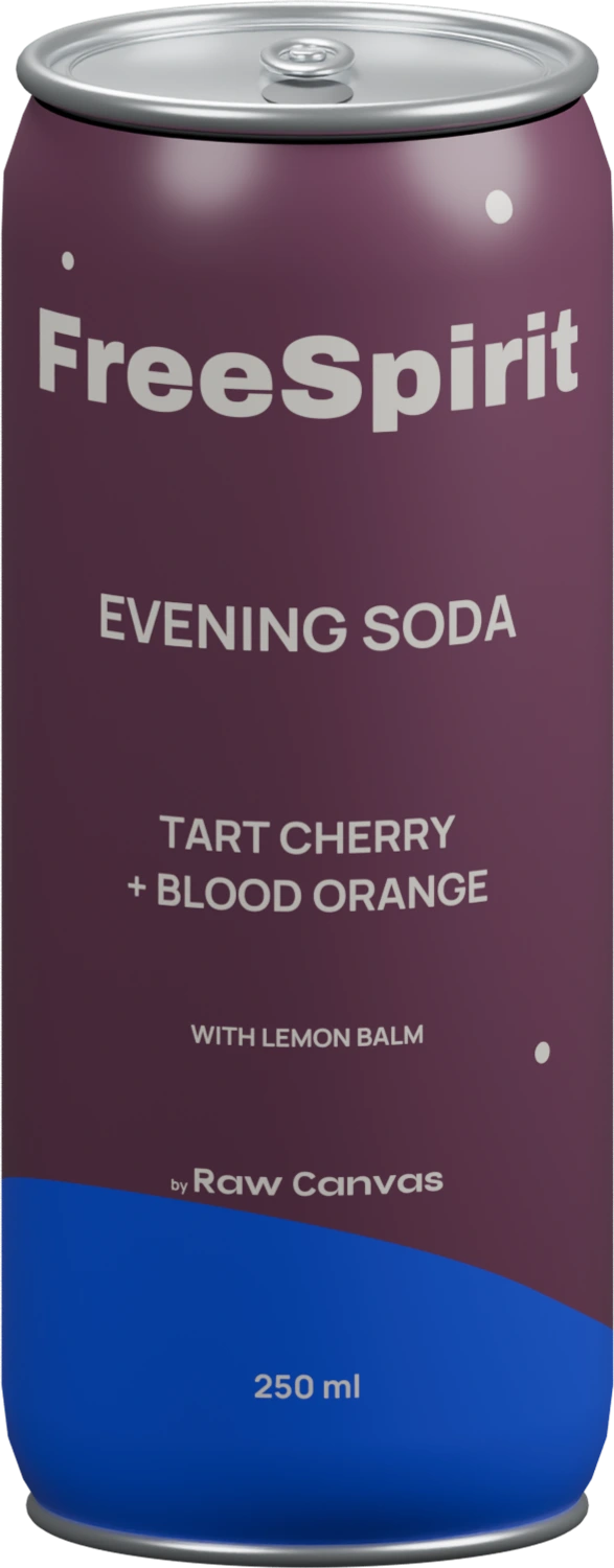 FreeSpirit Tart Cherry + Blood Orange Evening Soda aluminium can